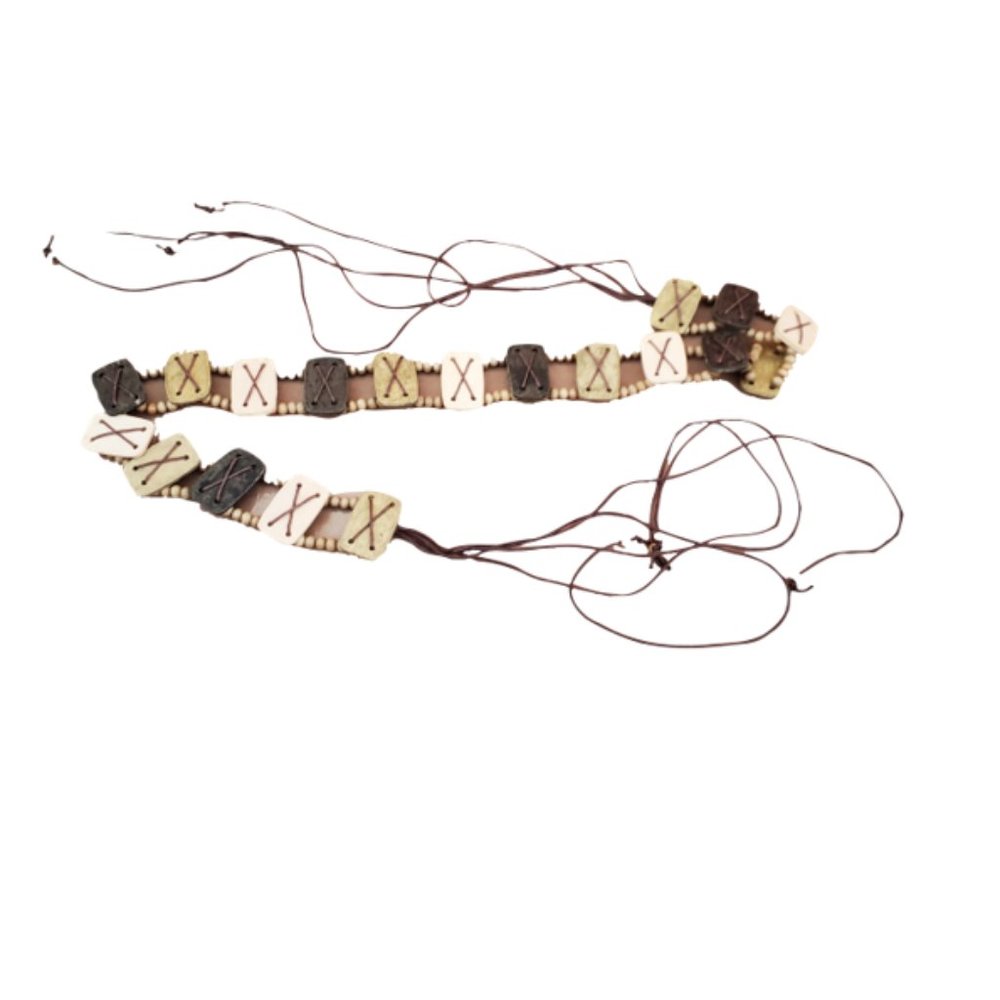 .Decorative Belt, Wood Squares and Beads